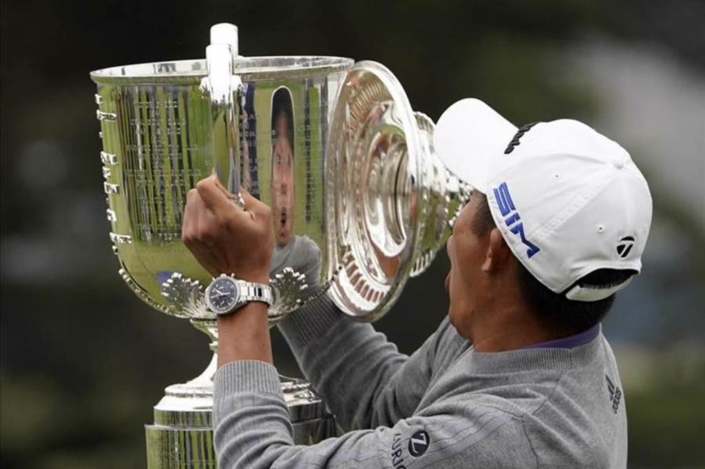 日裔美國選手森川柯林(Collin Morikawa)勇奪PGA錦標賽冠軍。（美聯社）