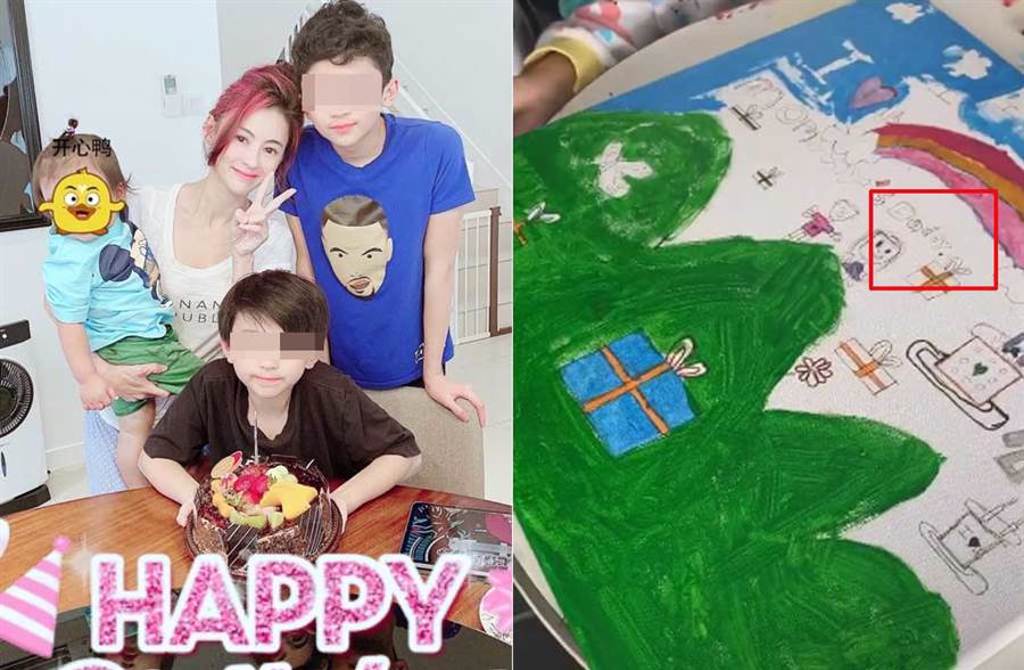 張柏芝在謝霆鋒生日隔天，貼出孩子畫蛋糕寫「Daddy」的影片，被疑公開小兒子生父身分。(取材自張柏芝微博、IG)