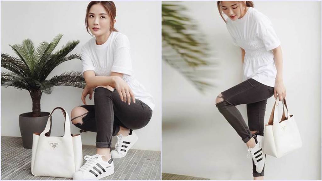 Prada 與adidas Originals合作 蔡卓妍搶先穿上聯名鞋。(圖/蔡卓妍 IG@choisaaaa)