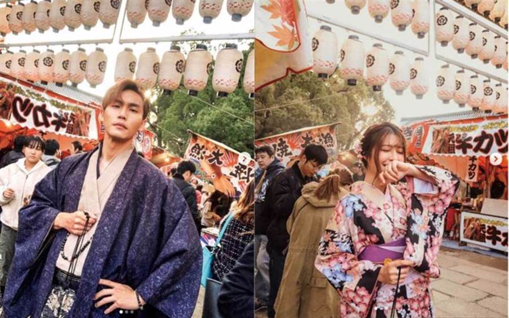 周定緯和薛蓓蓓曾於今年1月同遊日本京都，在八坂神社換上和服拍照。（圖／翻攝自IG）