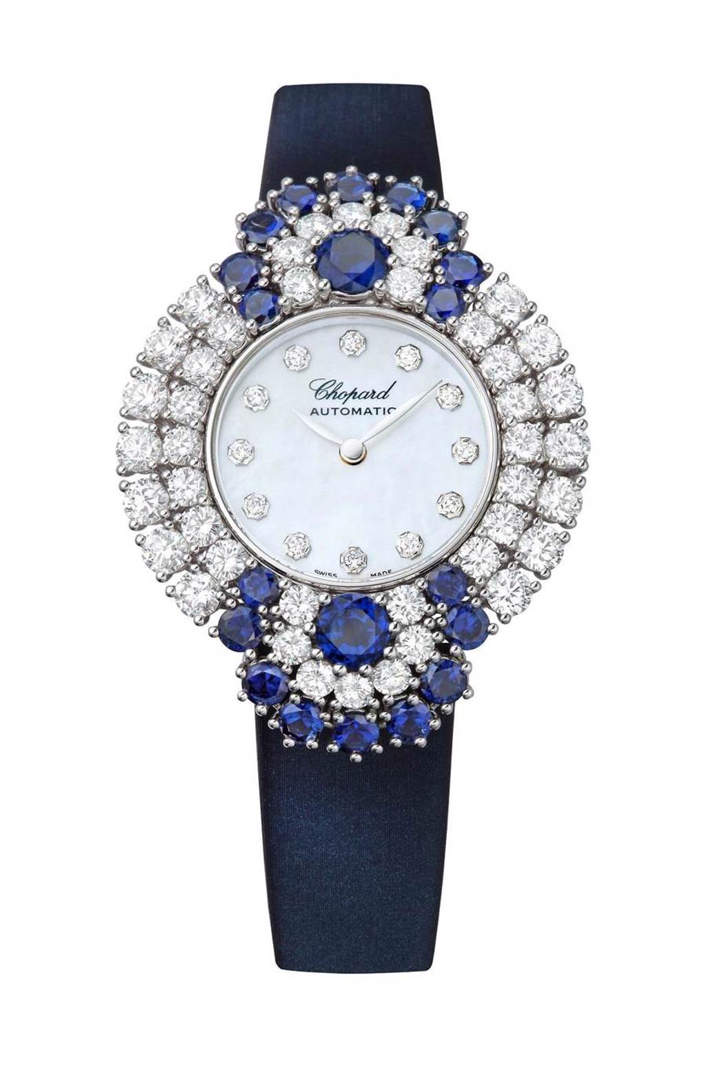 蕭邦L’Heure du Diamant系列藍寶石珠寶表，303萬元。（CHOPARD提供）