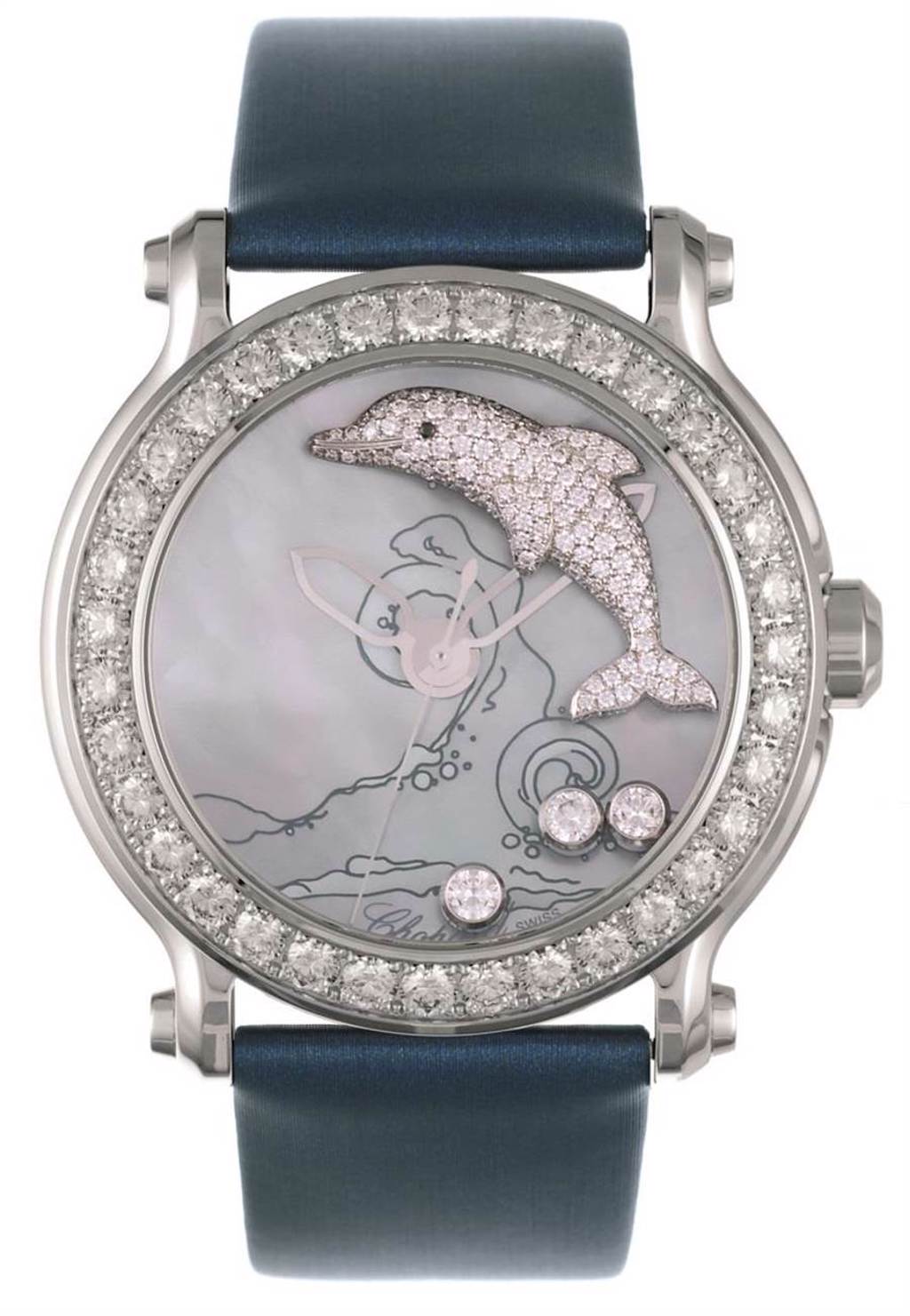 蕭邦動物世界「海豚」珠寶表，222萬元。（CHOPARD提供）