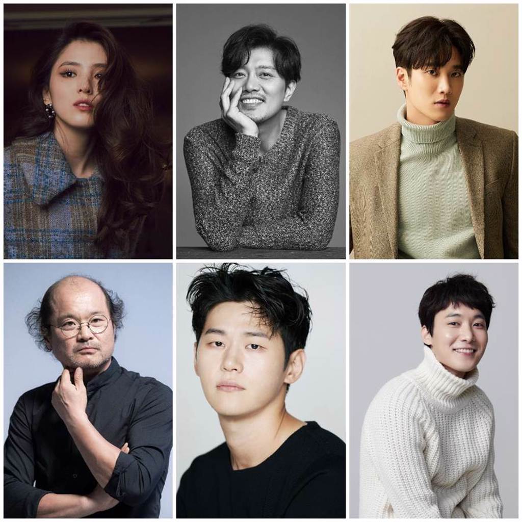 《Undercover》 演員群韓韶禧（左上起）、朴熹洵、安普賢、金相鎬（左下起）、李學周、張栗。（Netflix提供）