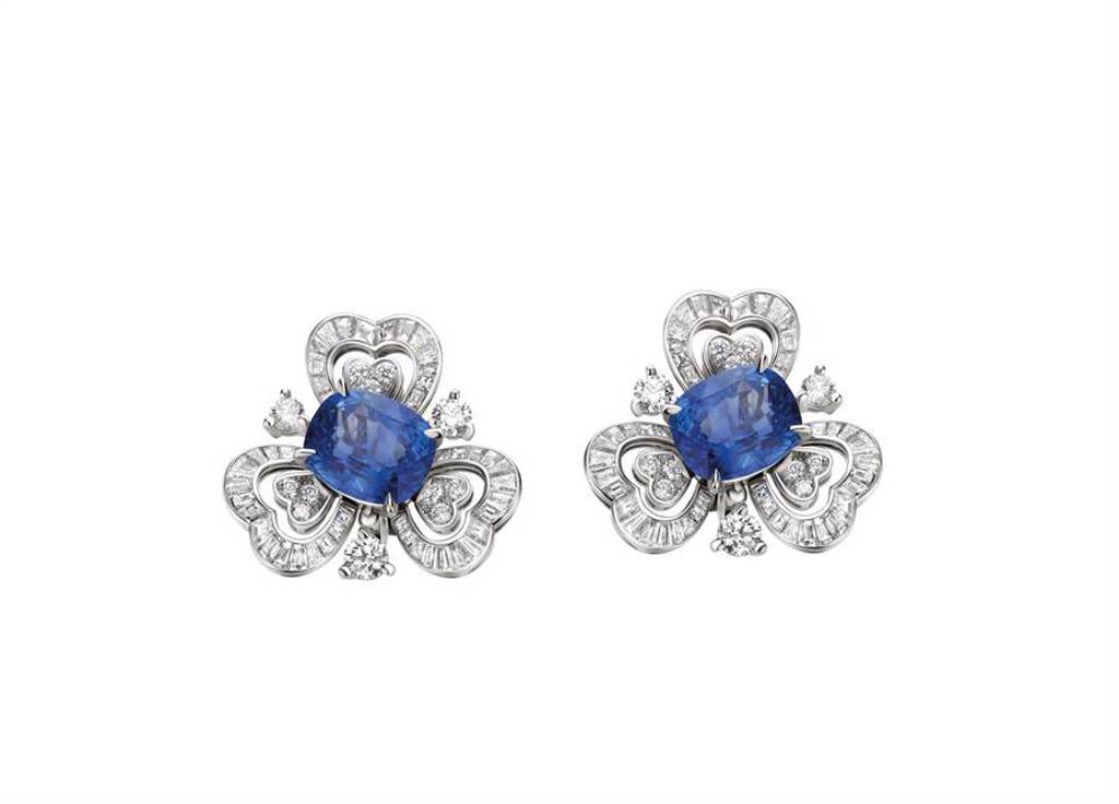 寶格麗頂級藍寶石與鑽石耳環，約1500萬元。（BVLGARI提供）