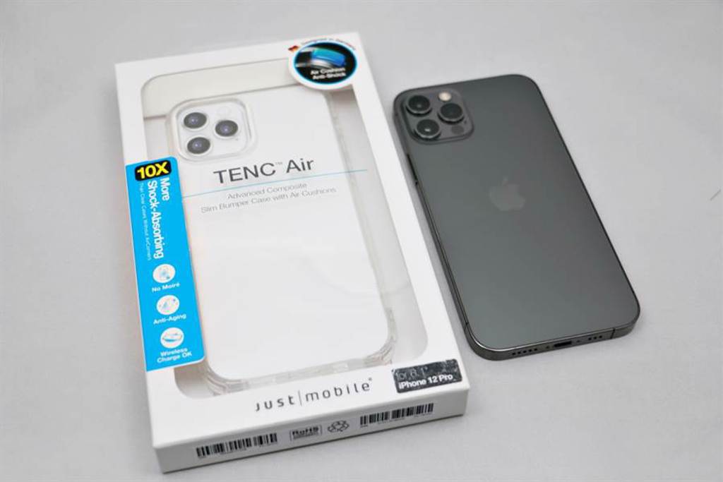 Just Mobile TENC Air 氣墊抗摔殼 透明。（黃慧雯攝）