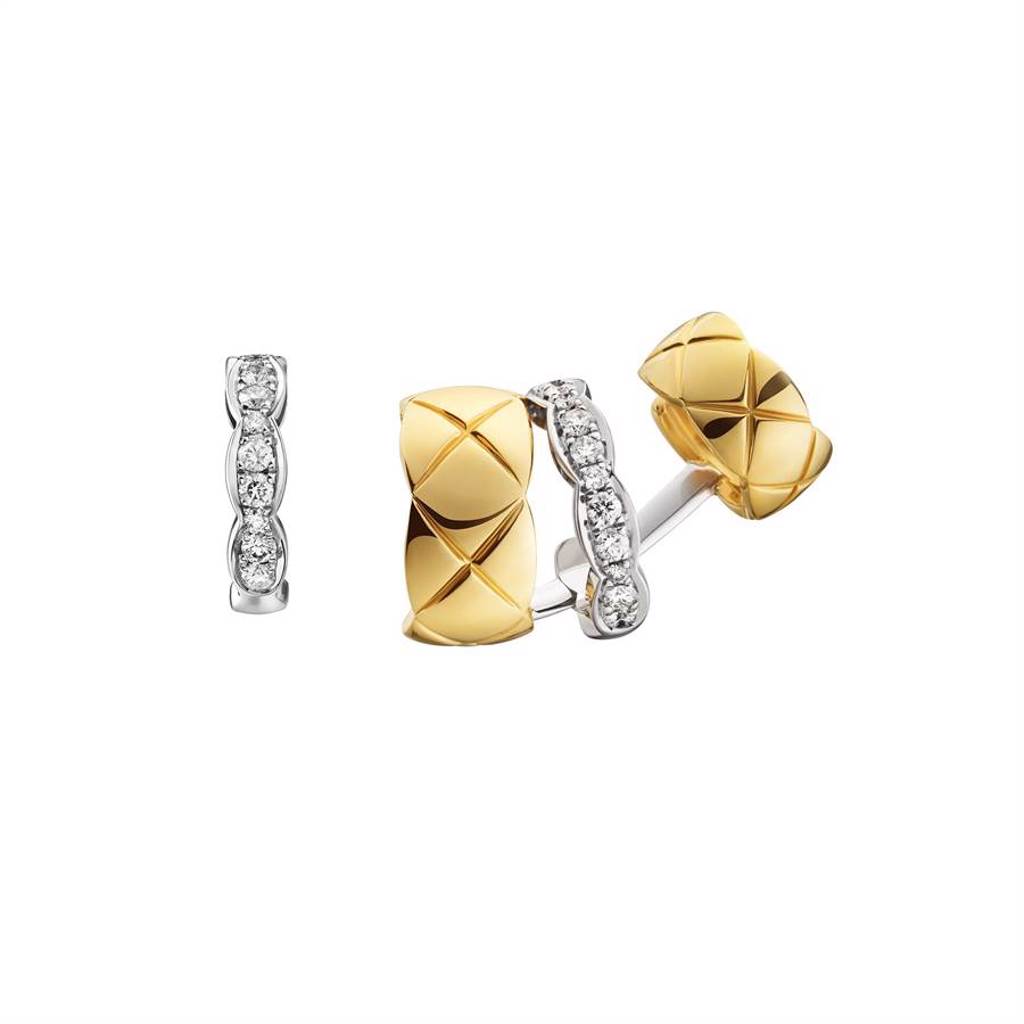Coco Crush黃K金與白金鑲鑽銬式耳環，19萬9000元。（CHANEL提供）