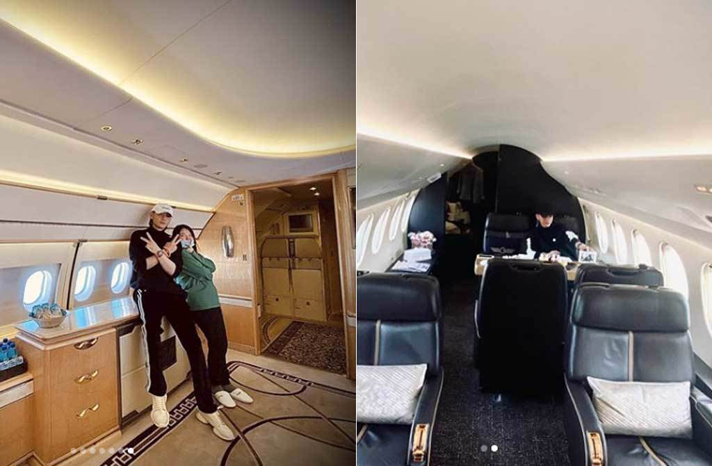 黃子韜多次曬私人飛機，內裝豪華，他也常帶工作人員搭機並拍照分享。(取材自黃子韜IG)
