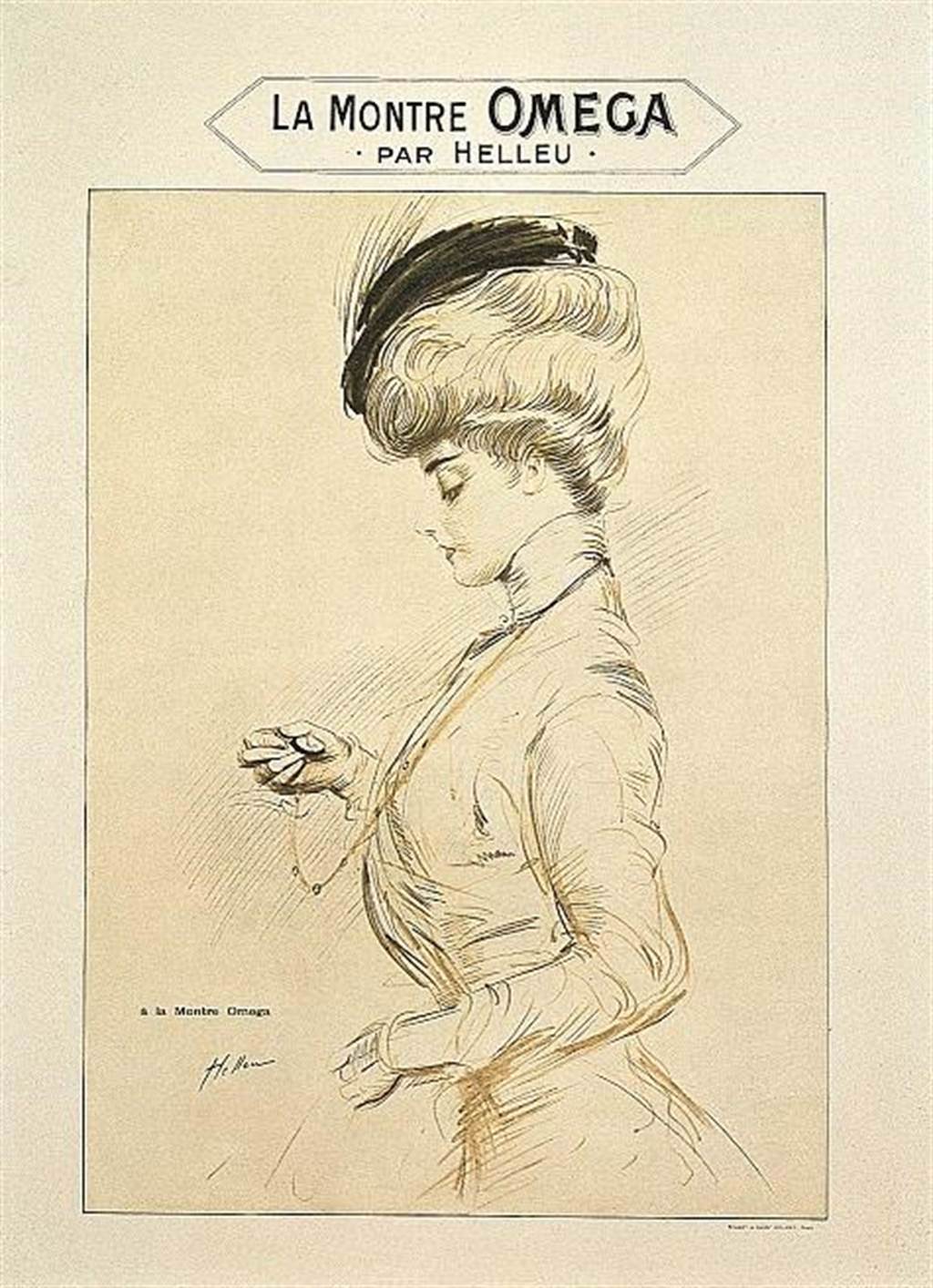 百年前女人佩戴懷表不僅是身份地位的象徵，且代表知性 和思想自主獨立，圖為OMEGA在1899年的女用懷表廣告。（OMEGA提供）