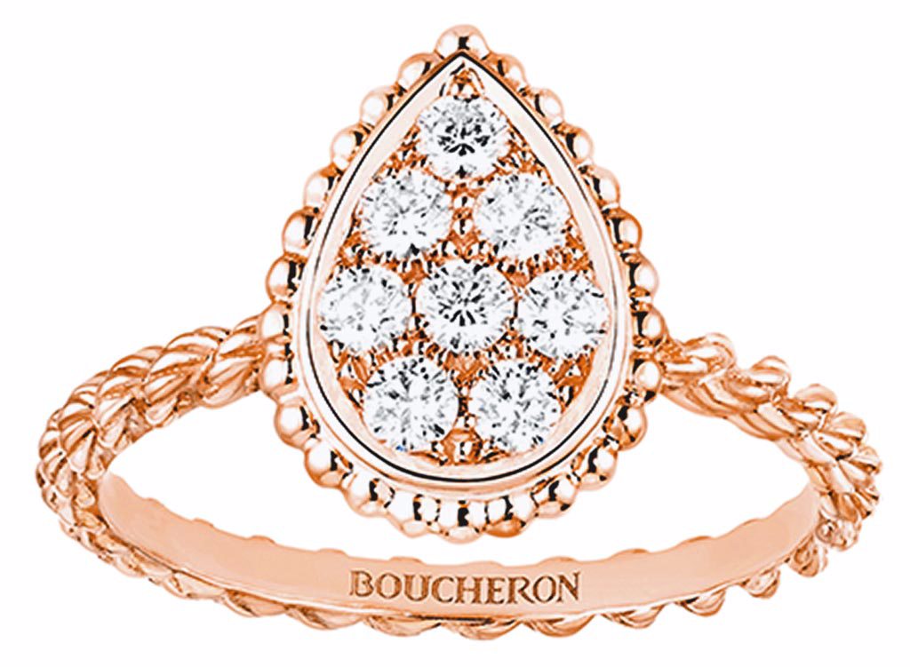 Boucheron的Serpent Boheme系列玫瑰金鑽戒，12萬500元。（Boucheron提供）