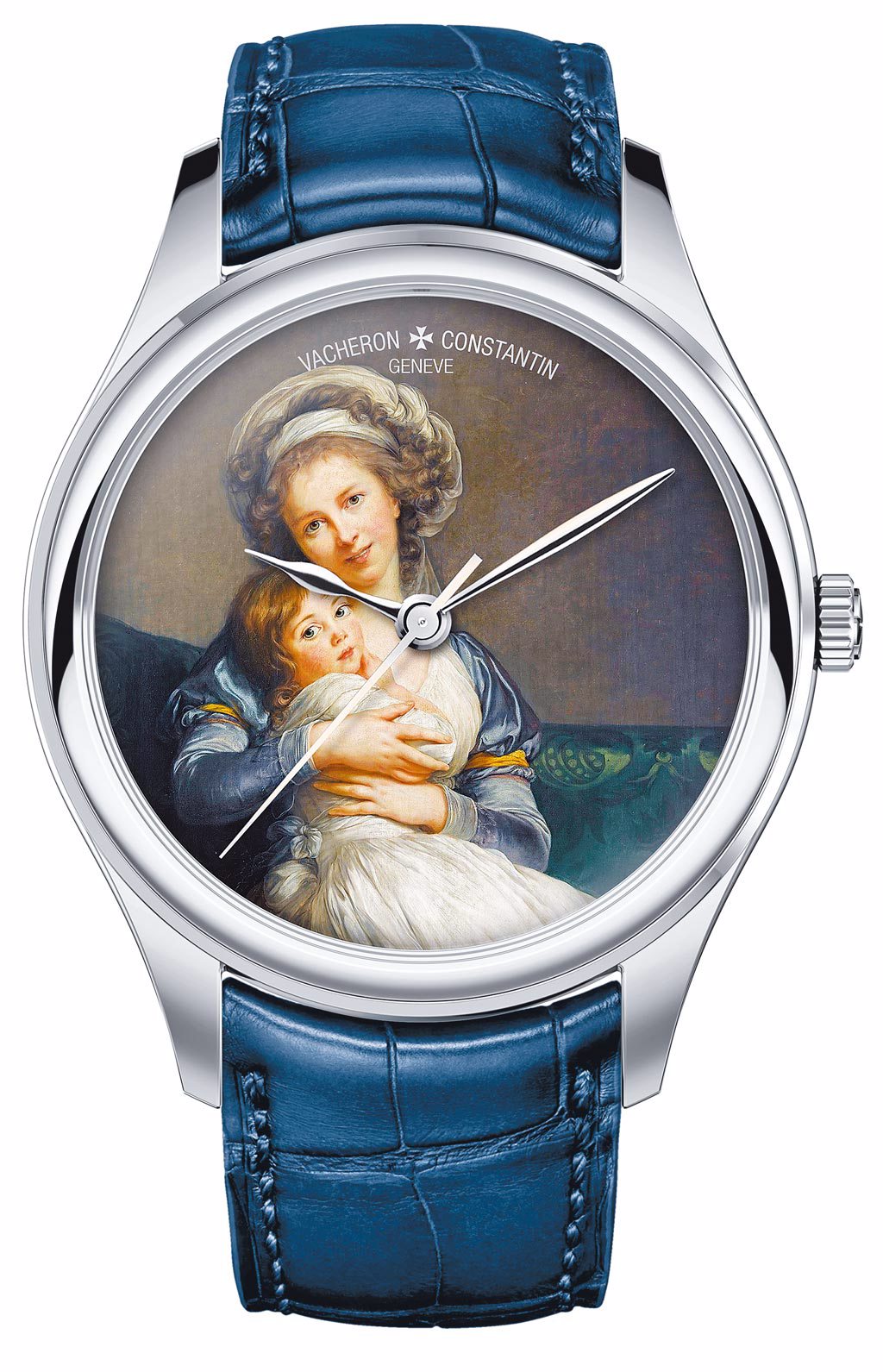 江詩丹頓捐出訂製腕表義賣資助羅浮宮，圖為微繪琺瑯重現法國女畫家勒布倫和她的女兒自畫像。（Vacheron Constantin提供）