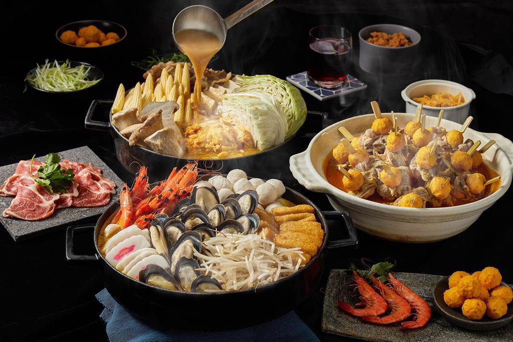 國泰萬怡「十鍋宴」全新上桌，十數種亞洲風味鍋物吃到飽。（國泰萬怡提供）