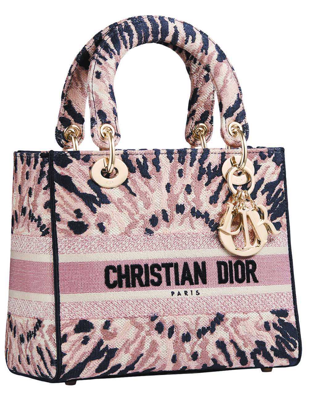 Lady D-Lite多彩紮染刺繡帆布中型提包，15萬5000元。（Dior提供）