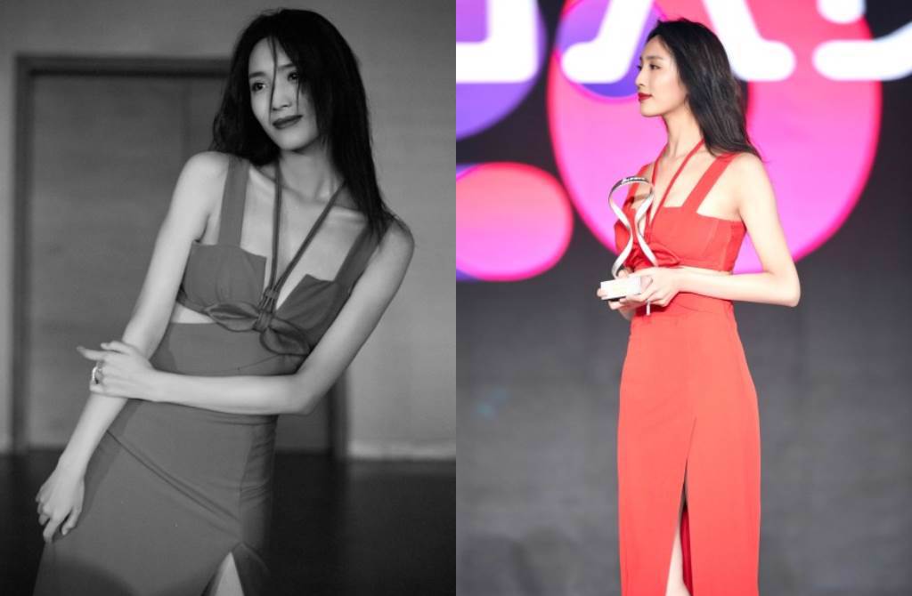 王紫璇身穿紅色高開衩禮服裙亮相2020風格大賞時尚盛典。（圖／摘自微博@王紫璇工作室）