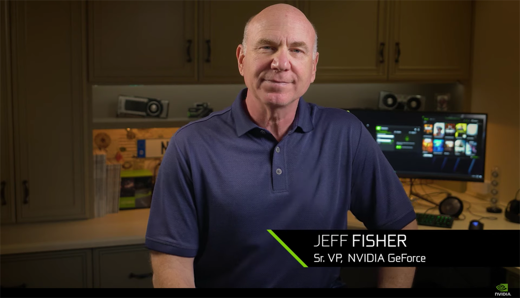 NVIDIA 資深副總裁 Jeff Fisher主持GeForce RTX: GAME ON活動。（直播影片截圖）
