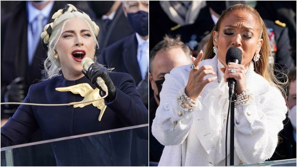 拜登就職典禮女神卡卡（Lady Gaga）與珍妮佛羅培茲（Jennifer Lopez）兩大女神登場掀熱議。（圖／達志影像）