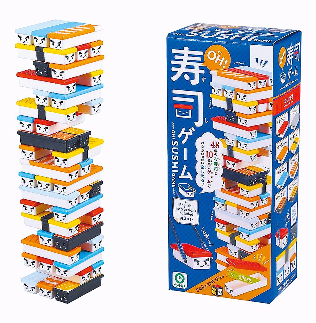 日本EYEUP壽司疊疊樂，限店銷售，除疊疊樂外還能變身骨牌，另有仙貝款，1620元。（台隆手創館提供）