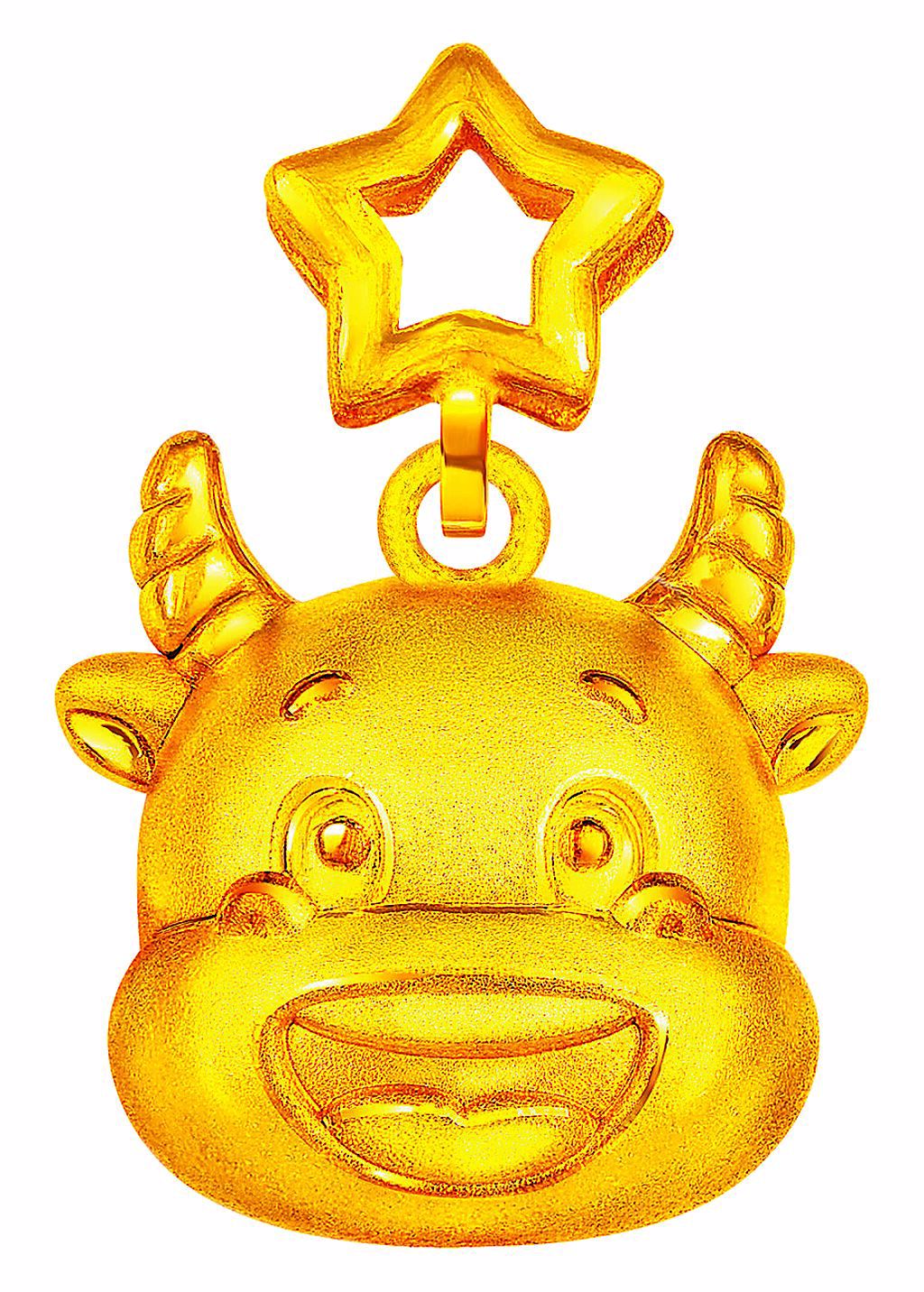 周大福在牛年主打「金牛送福」為主題的金飾和黃金擺件，生肖金飾9900元起。	（周大福提供）