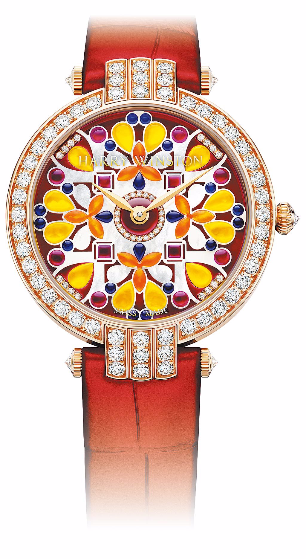 海瑞溫斯頓在年節主打Premier系列Kaleidoscope萬花筒腕表，133萬元。（HARRY WINSTON提供）