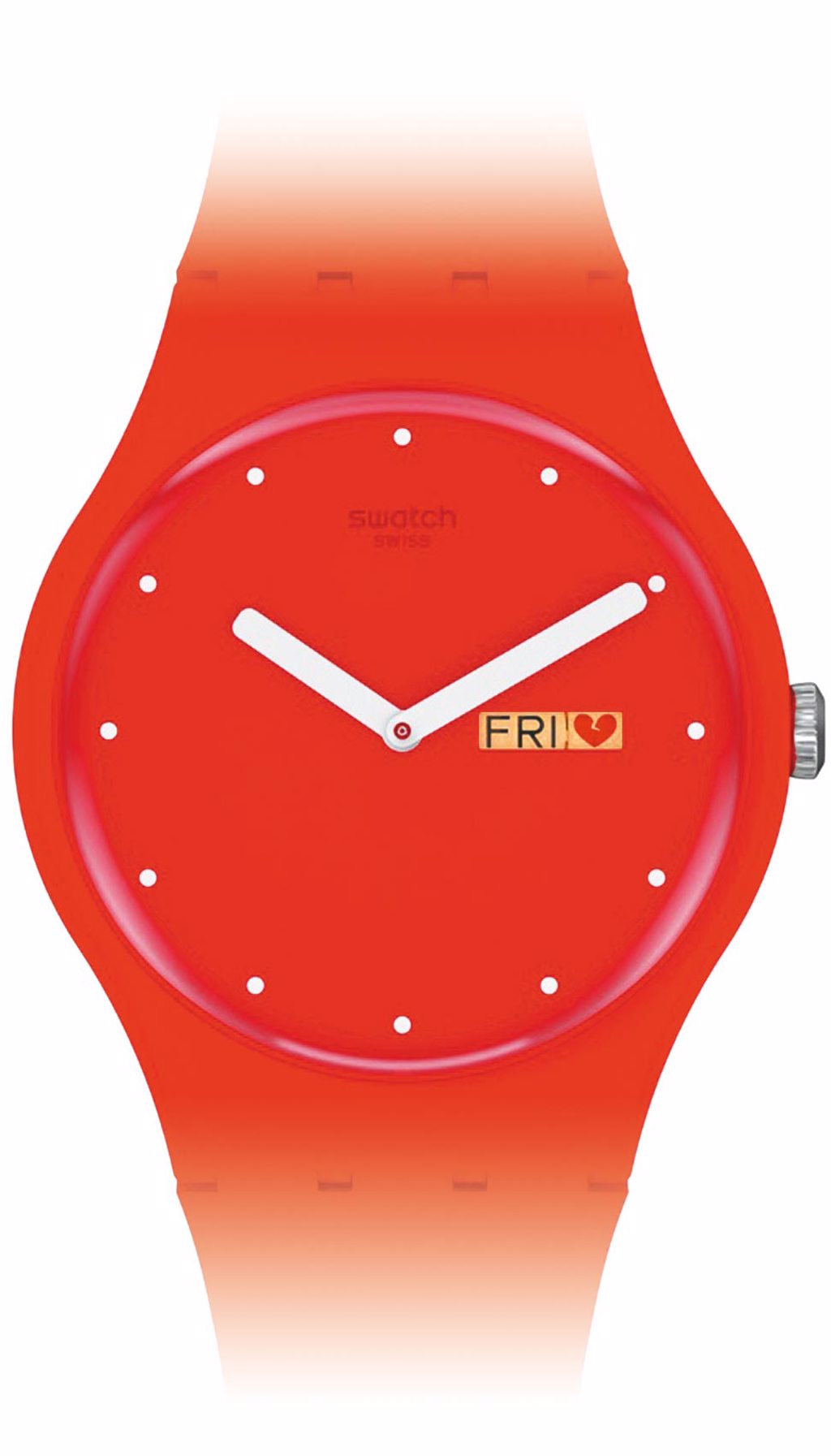SWATCH在過年期間推出大紅色的腕表，十分喜氣，3150元。（SWATCH提供）