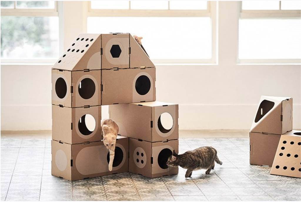 圖三：貓室，貓咪的樂高城堡(6件組)，單個可承重20公斤，最高可疊七樓層，1790元。（Pinkoi提供）