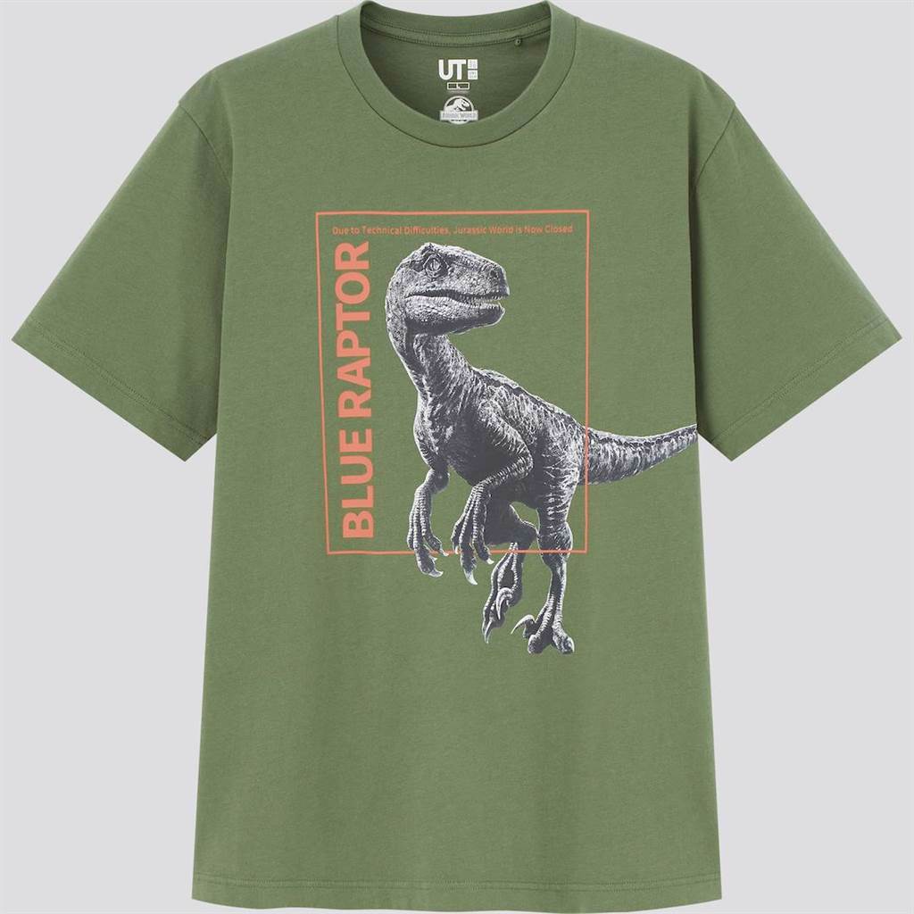 Jurassic World UT，讓侏羅紀恐龍穿上金屬外衣，590元。（UNIQLO提供）