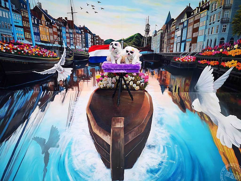 透過3D彩繪想像乘座遊船帶您遊阿姆斯特丹的運河屋（攝影：洪書瑱）