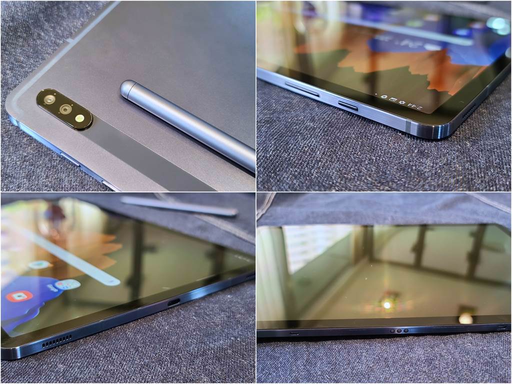 三星Galaxy Tab S7+星霧藍（Wi-Fi版本）機身照片。（黃慧雯攝）
