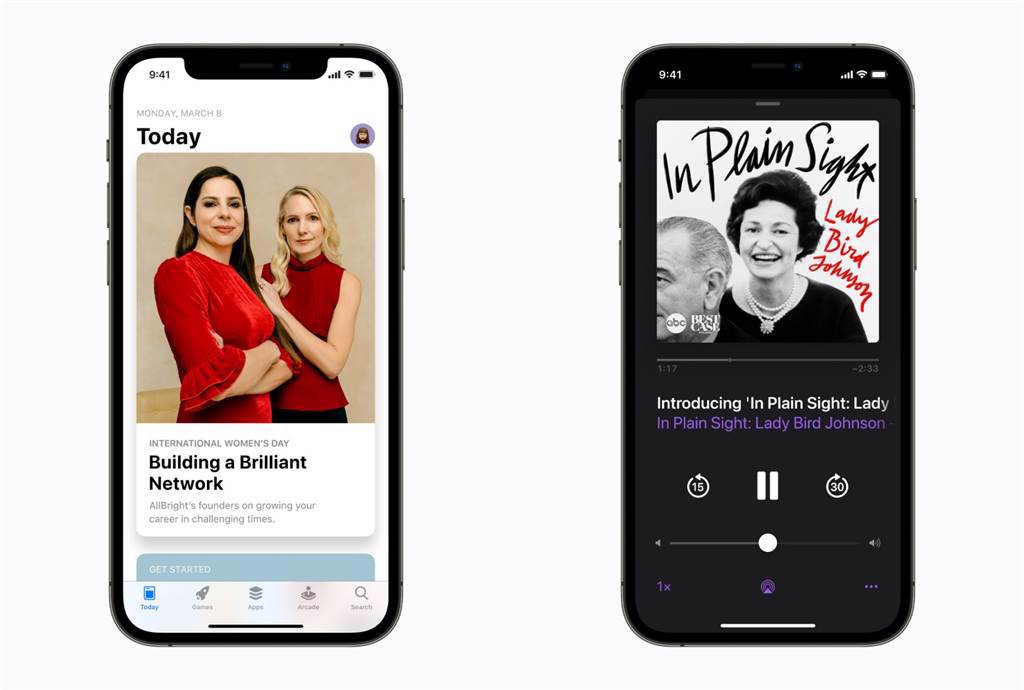 針對女性歷史月（三月）與國際婦女節，蘋果在旗下平台推出了與女性相關主題的策劃，在App Store、Apple Podcast中都可看見。（摘自蘋果官網）