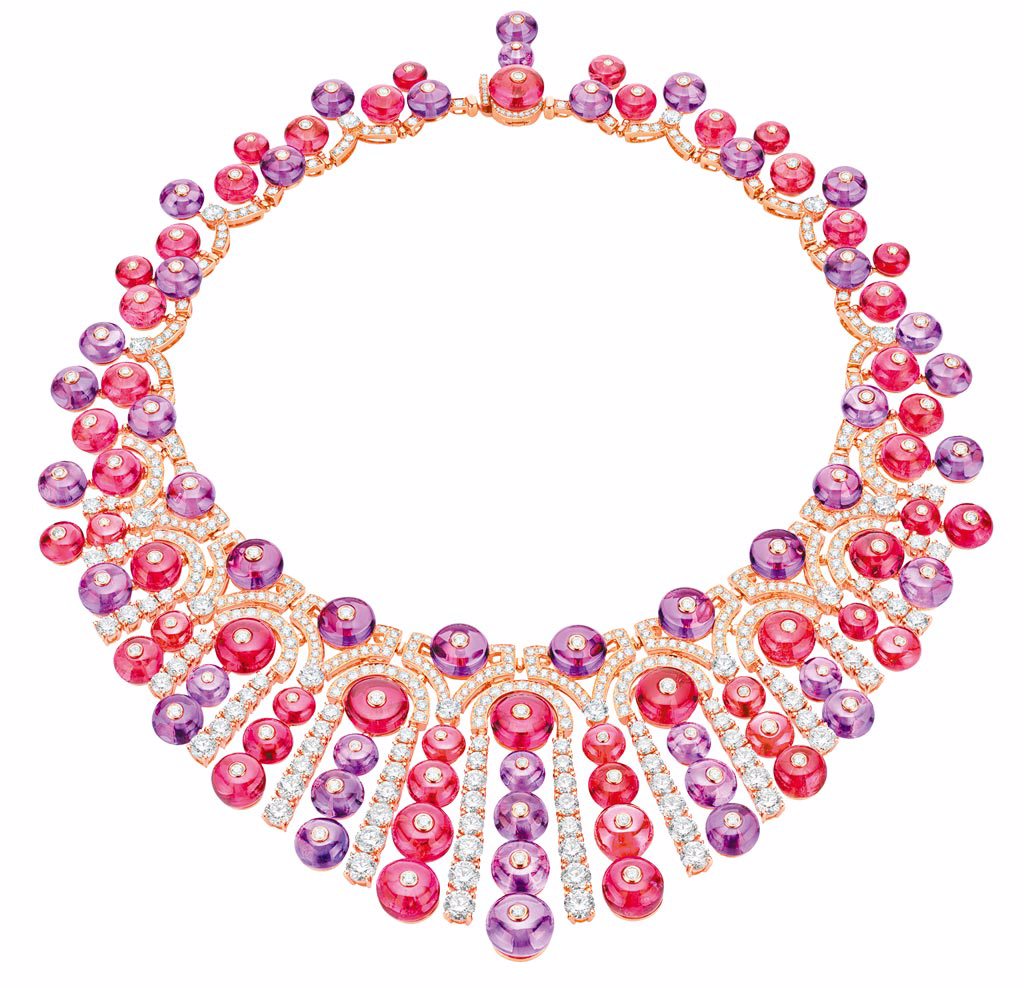 寶格麗BAROCKO系列Festa頂級彩寶與鑽石項鍊，2164萬1000元。（BVLGARI提供）