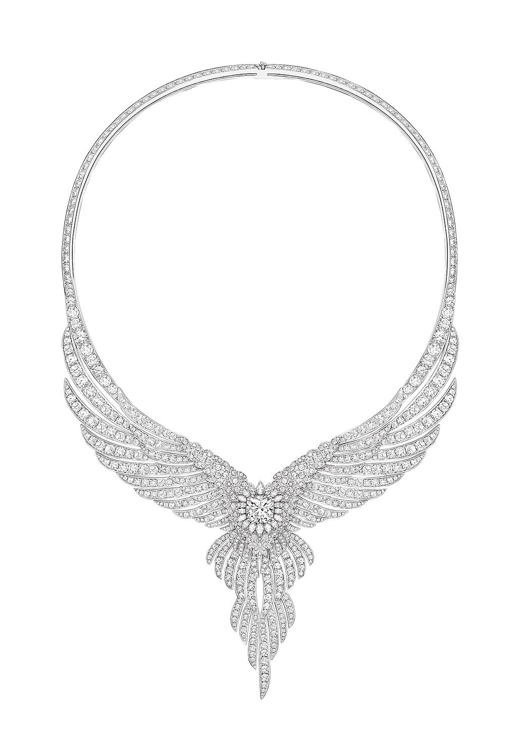 伯爵Wings of Light系列頂級珠寶羽翼鑽石項鍊，4370萬元。（伯爵提供）