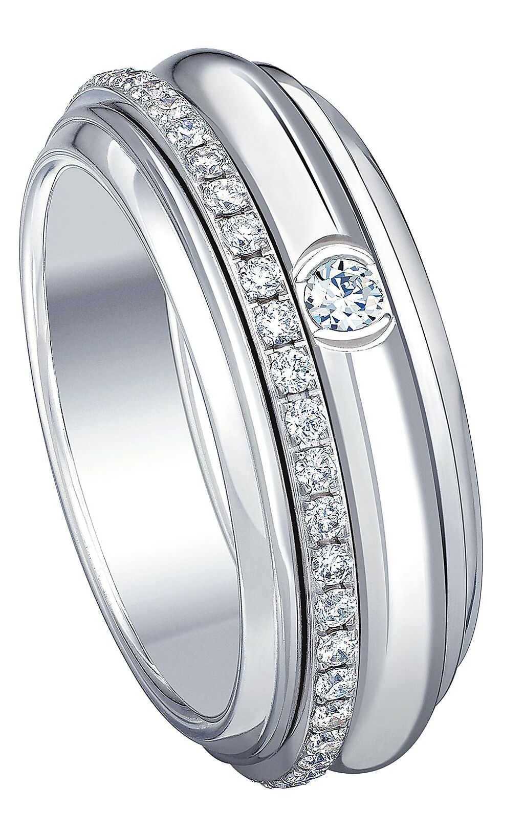 伯爵Possession系列18K白金鑽石戒指，19萬5000元。（PIAGET提供）