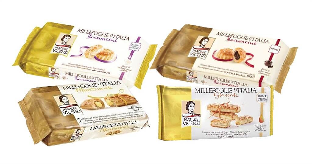義大利進口百年歷史品牌VICENZI維西尼糖粉酥皮千層酥、奶油夾心酥餅1包125g原價80元，2包特價129元。（city’super提供）