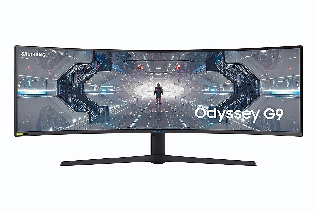 三星的Odyssey G9 49型電競曲面螢幕，4萬9900元。（三星提供）