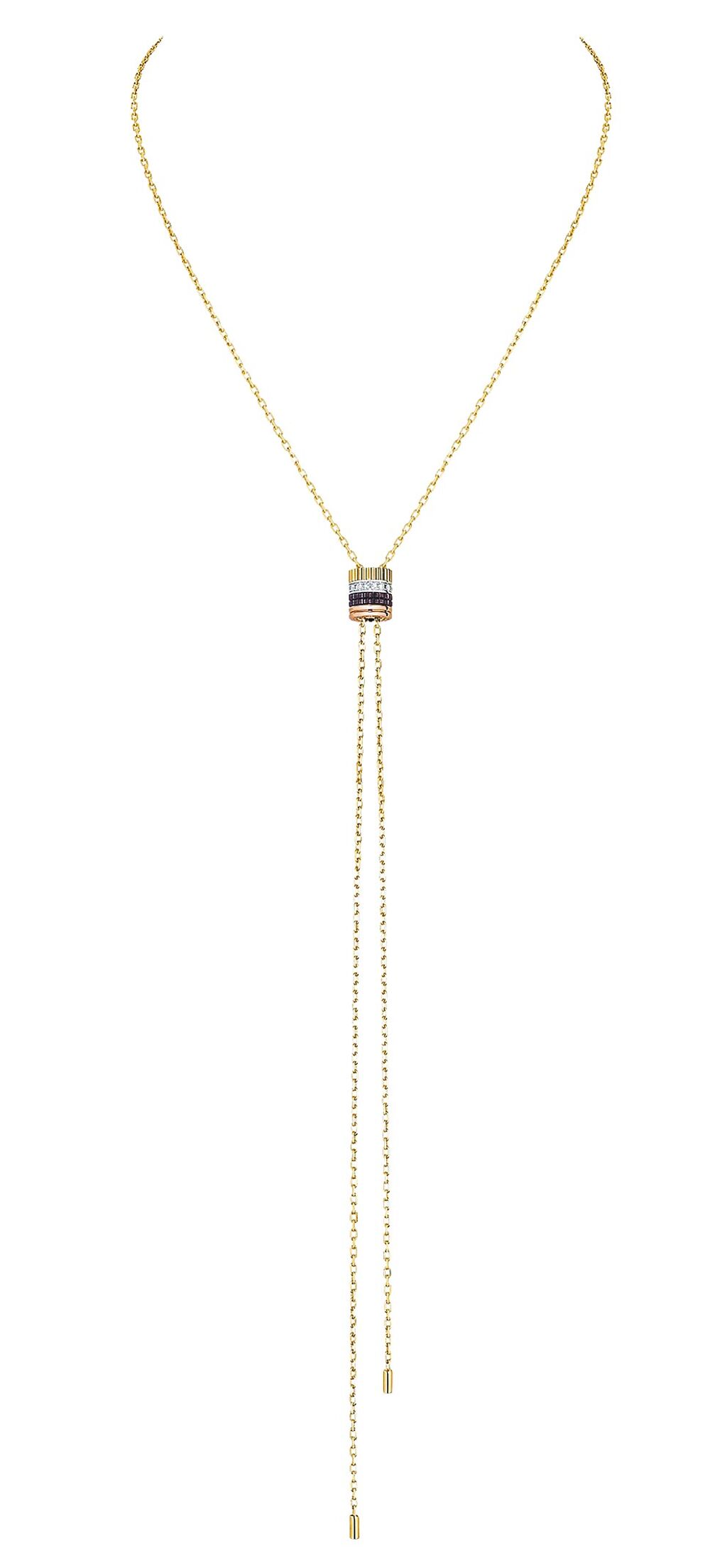 Boucheron經典Quatre Classique系列長項鍊，黃金、白金、玫瑰金、棕色PVD、鑽石，29萬7000元。（Boucheron提供）