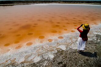 台南鹽田紅色海浪、坑洞 民眾驚喜拍照：好像火星