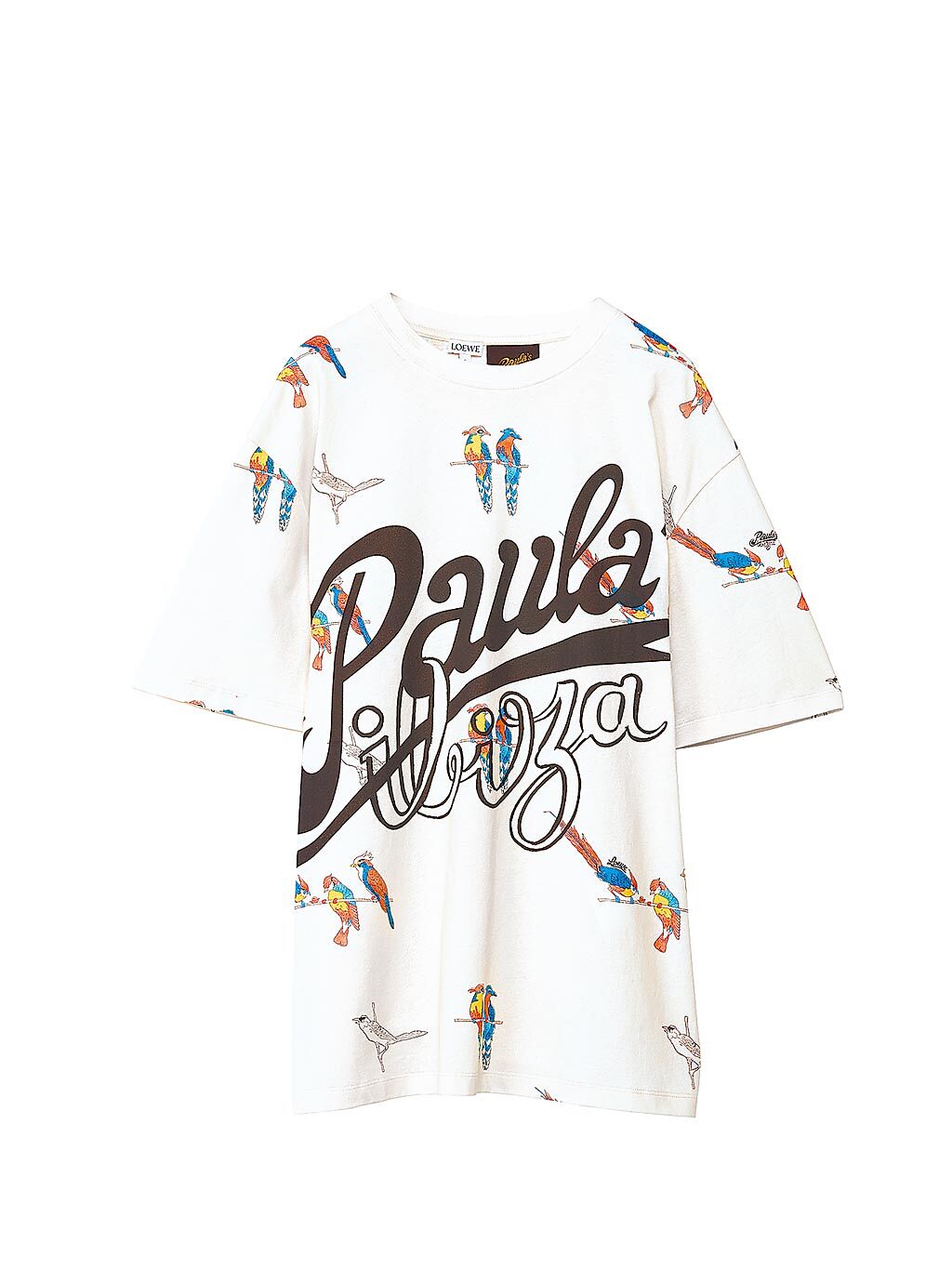 白色Paula鸚鵡印花短袖上衣，1萬6000元。（Loewe提供）