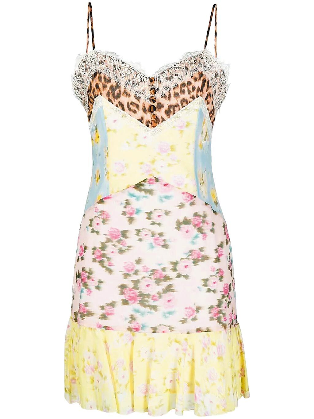 BLUMARINE花卉豹紋拼接洋裝，4萬7800元。（BLUMARINE提供）
