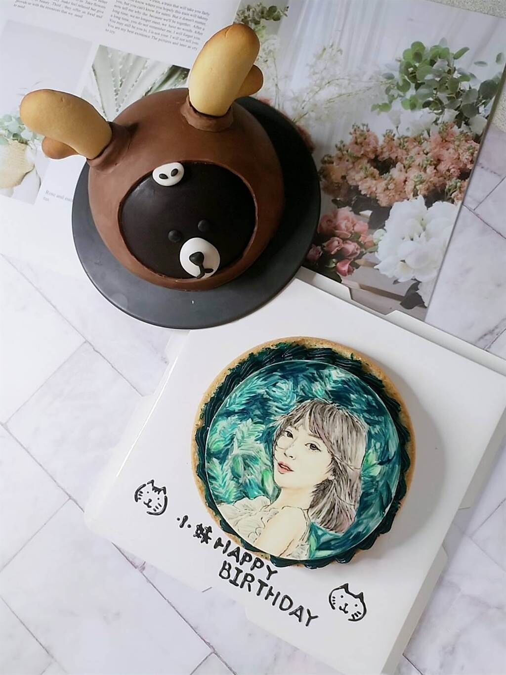 孟翔在黎晏孜生日時，送上一個有黎晏孜圖像的小熊蛋糕。（戴志揚提翻攝）