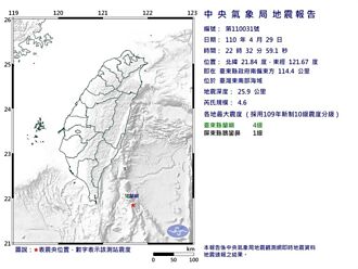 3分鐘2震！台東外海規模4.6、4.8地震 最大震度蘭嶼4級