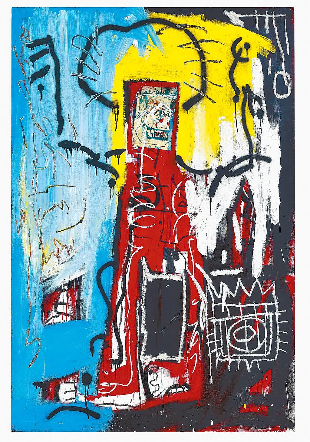 年輕新富族群喜愛的巴斯奇亞（Jean-Michel Basquiat）的《無題》來台展出，起拍價1400萬港元。（Christie's提供）