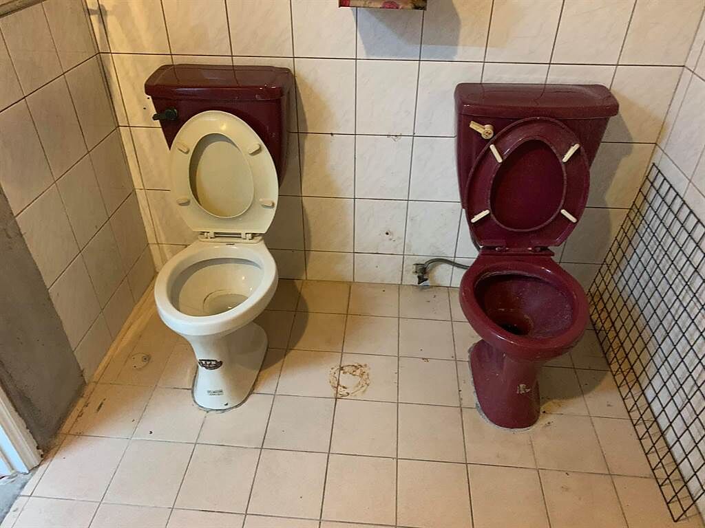 一間廁所內竟出現詭異「雙馬桶」設計，網友一看笑虧，「一起大便的概念？」(摘自路上觀察學院)
