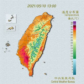 焚風影響 台東大武瞬間高溫飆36.4度