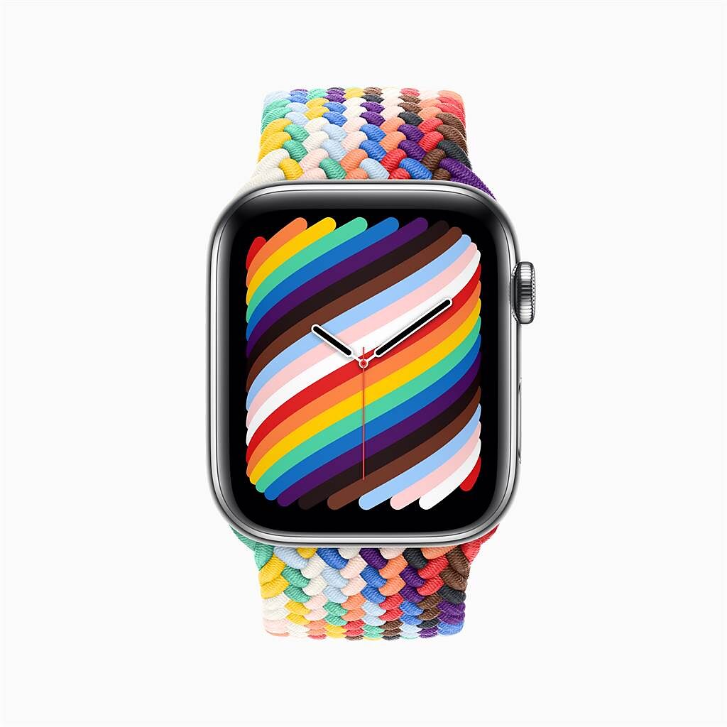 為搭配全新彩虹版錶帶，蘋果也推出新的彩虹版錶面。（摘自蘋果官網）