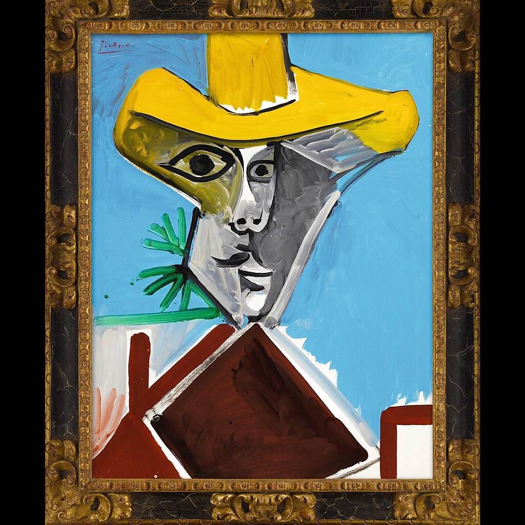 《男子半身像》是畢加索（Pablo Picasso）晚期饒富震撼力的肖像作品。（蘇富比提供）