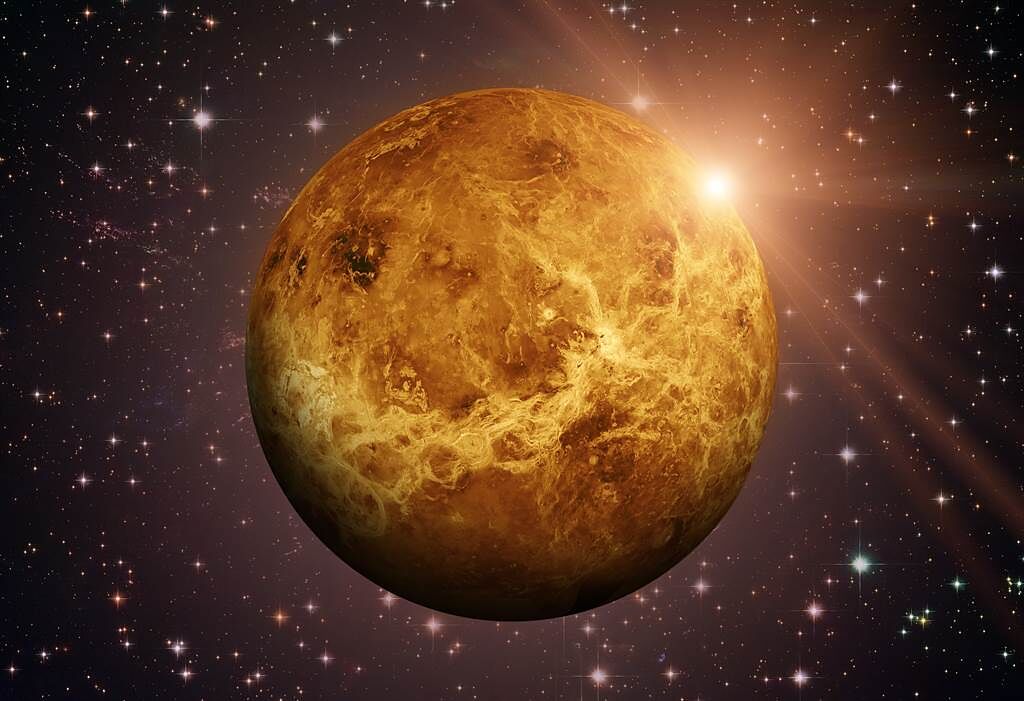 太陽系的「金星」示意圖。（達志影像／Shutterstock提供）