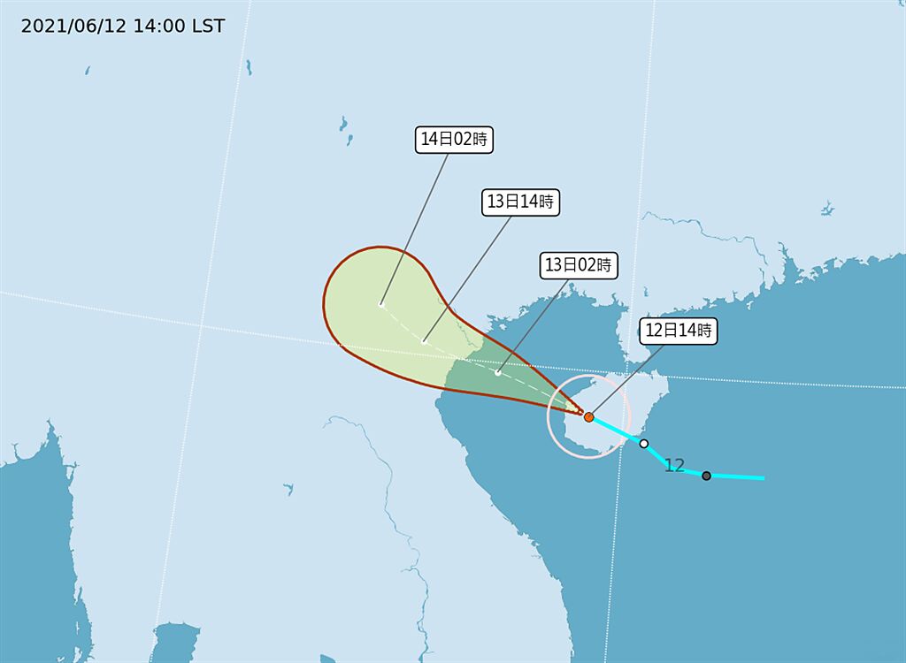 氣象局預測颱風將朝朝西北西方向移動，對台灣無影響。(氣象局提供)