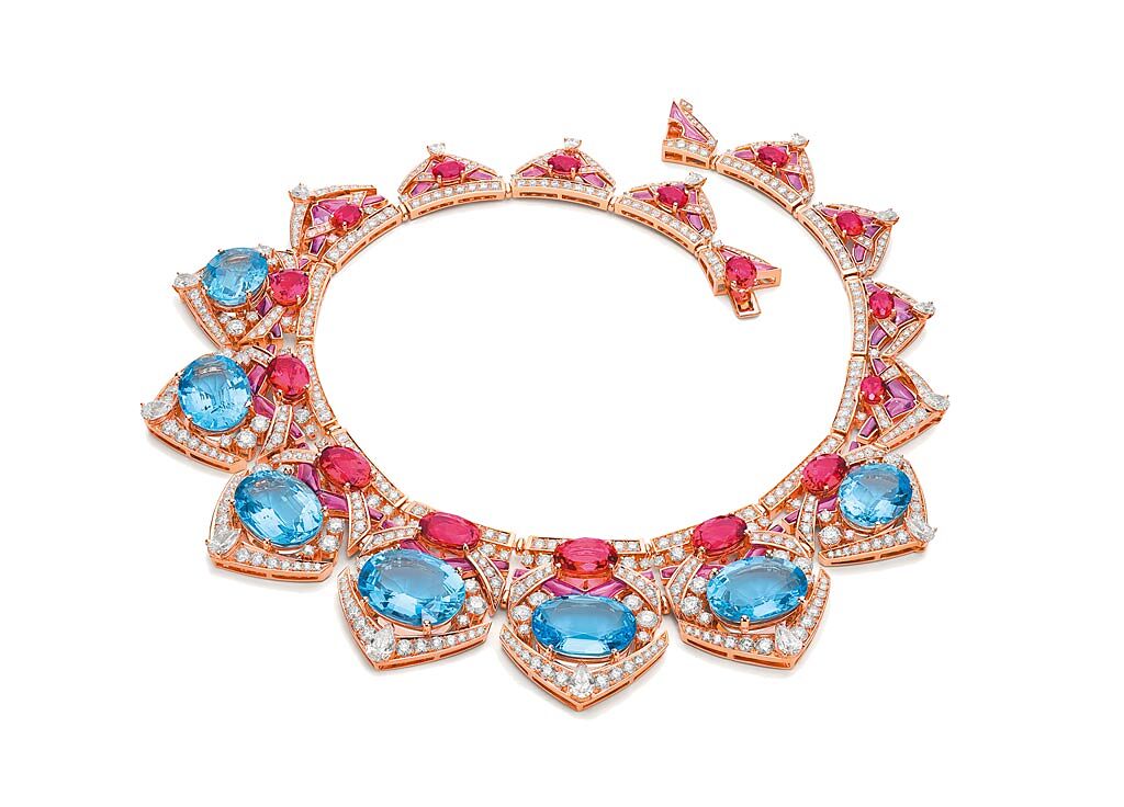 寶格麗MAGNIFICA系列Color Legacy頂級彩寶與鑽石項鍊。（BVLGARI提供）