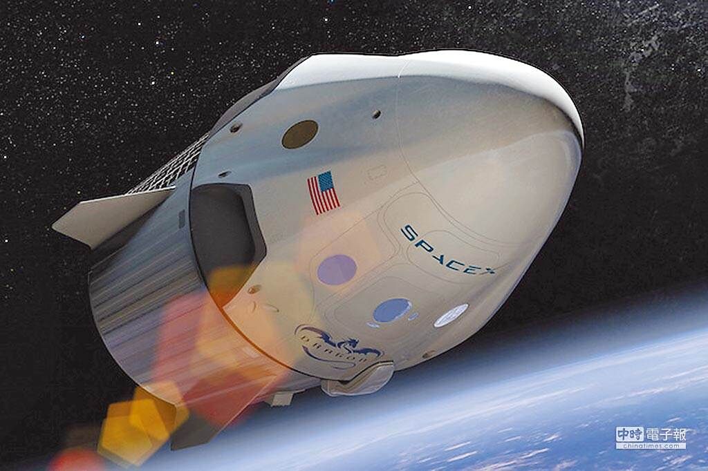 美國「太空探索科技公司」（SpaceX）「飛龍2號」太空船上太空的模擬圖。（摘自SpaceX網站）