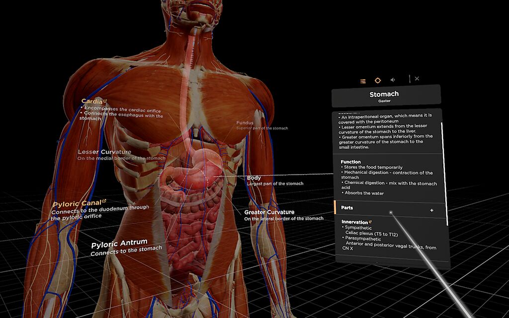 肯狄科研公司早以醫療應用而著名，可將VR應用在人體解剖與模擬、虛擬針灸等醫療培訓上。（肯狄科研提供）