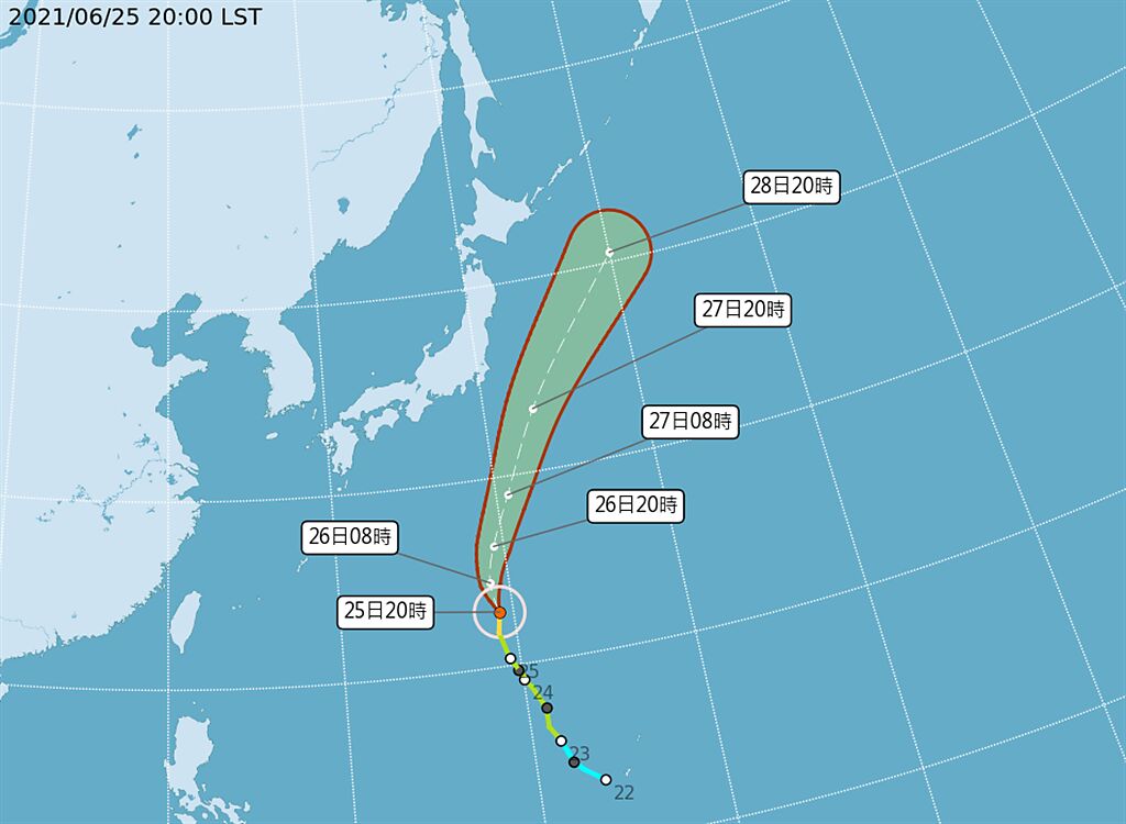 今年第5號颱風薔琵今天升級為中度颱風，對台灣天氣無影響。(氣象局提供)